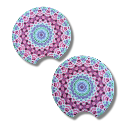 Carnival  Mandala Kaleidoscope Car Coaster 2 Pack