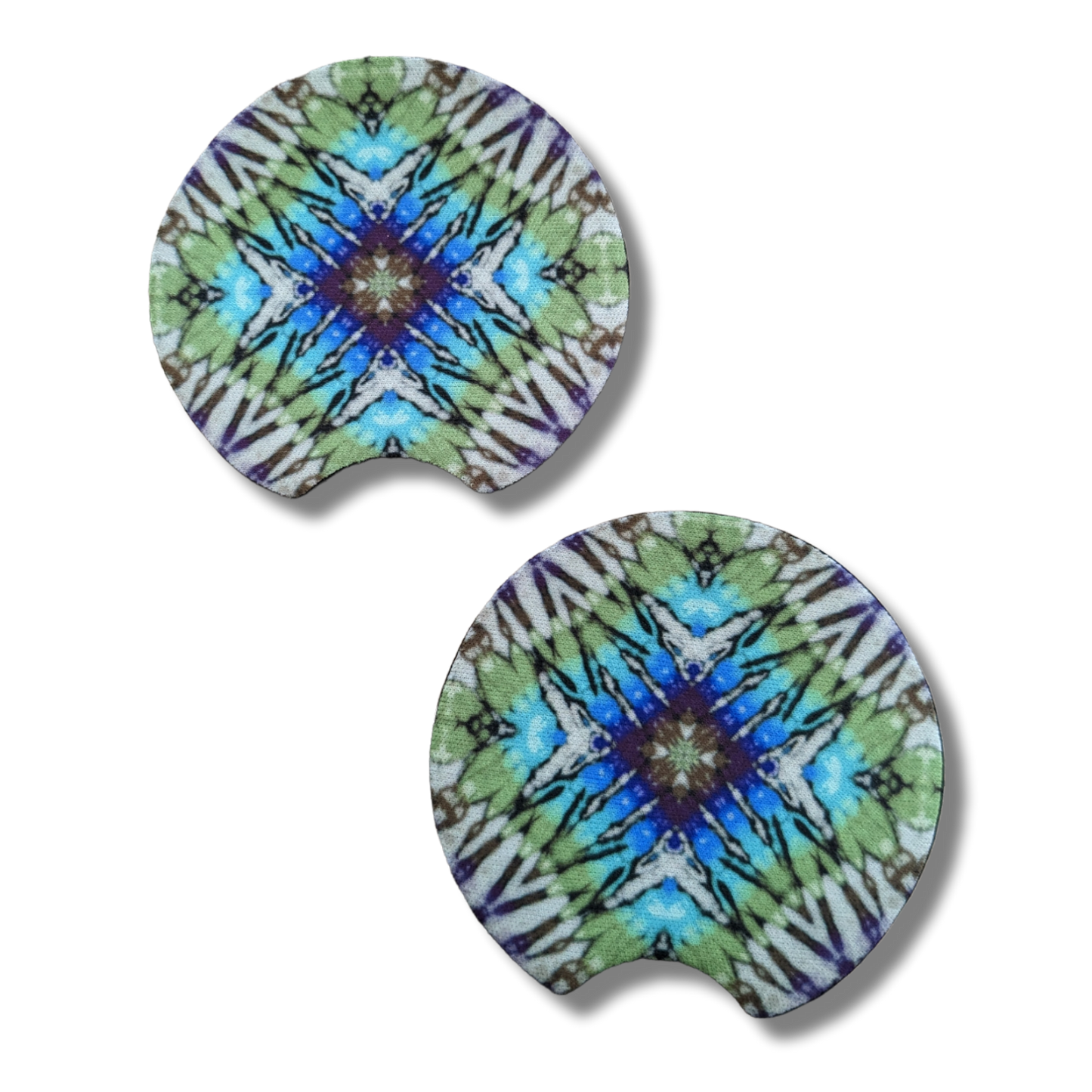 Inverted Rainbow Quad Kaleidoscope Car Coaster 2 Pack