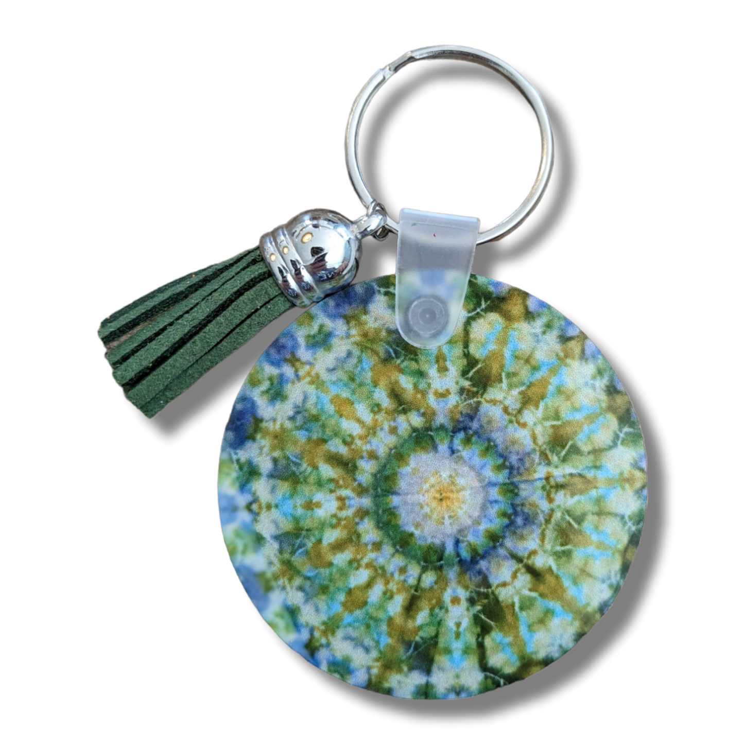 Blue Green Ice Dyed Tapestry Keychain