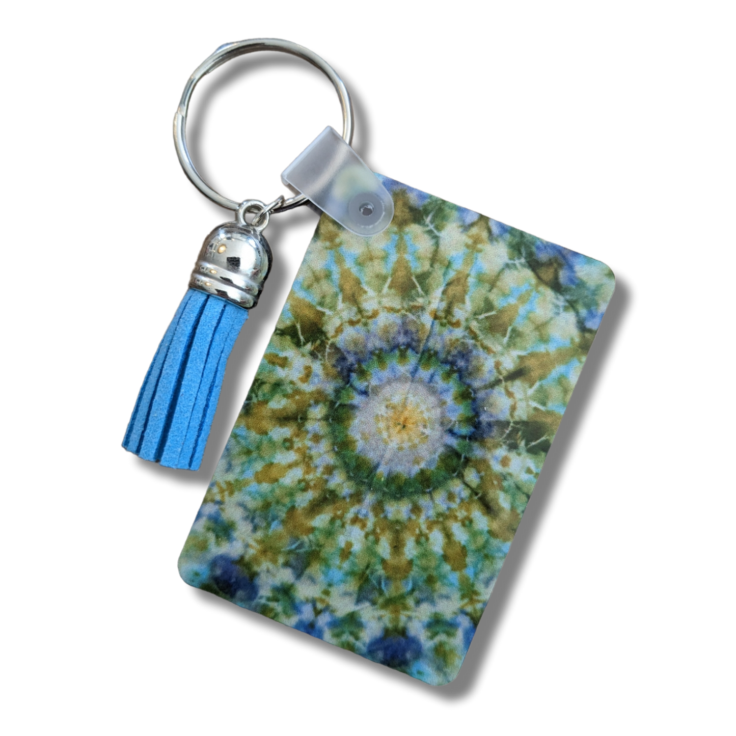 Blue Green Ice Dyed Tapestry Keychain